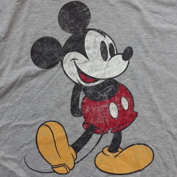 Classic Mickey Mouse Distressed Disney - New Large Heather Grey T-Shirt - Picture 3 of 6